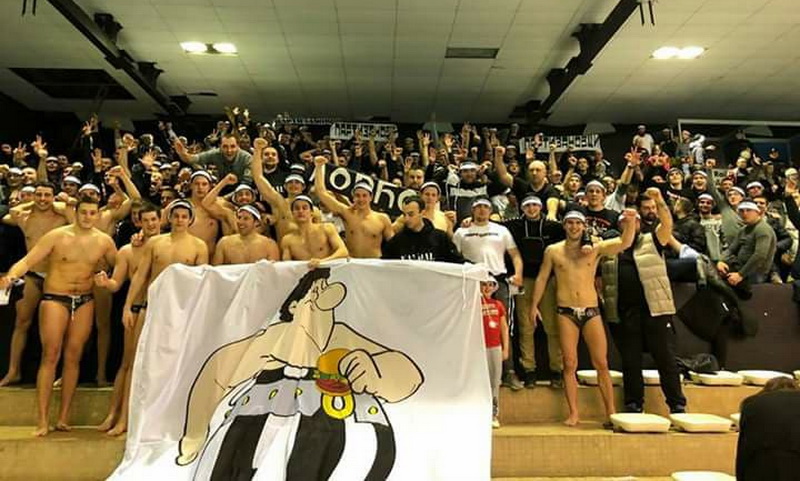 Grobari na Banjici, vaterpolo Liga šampiona, Partizan - Breša